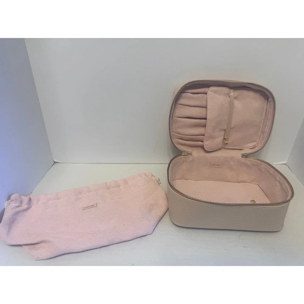 Jouer Cosmetics Deluxe Leather train Case makeup travel bag Pink NEW
